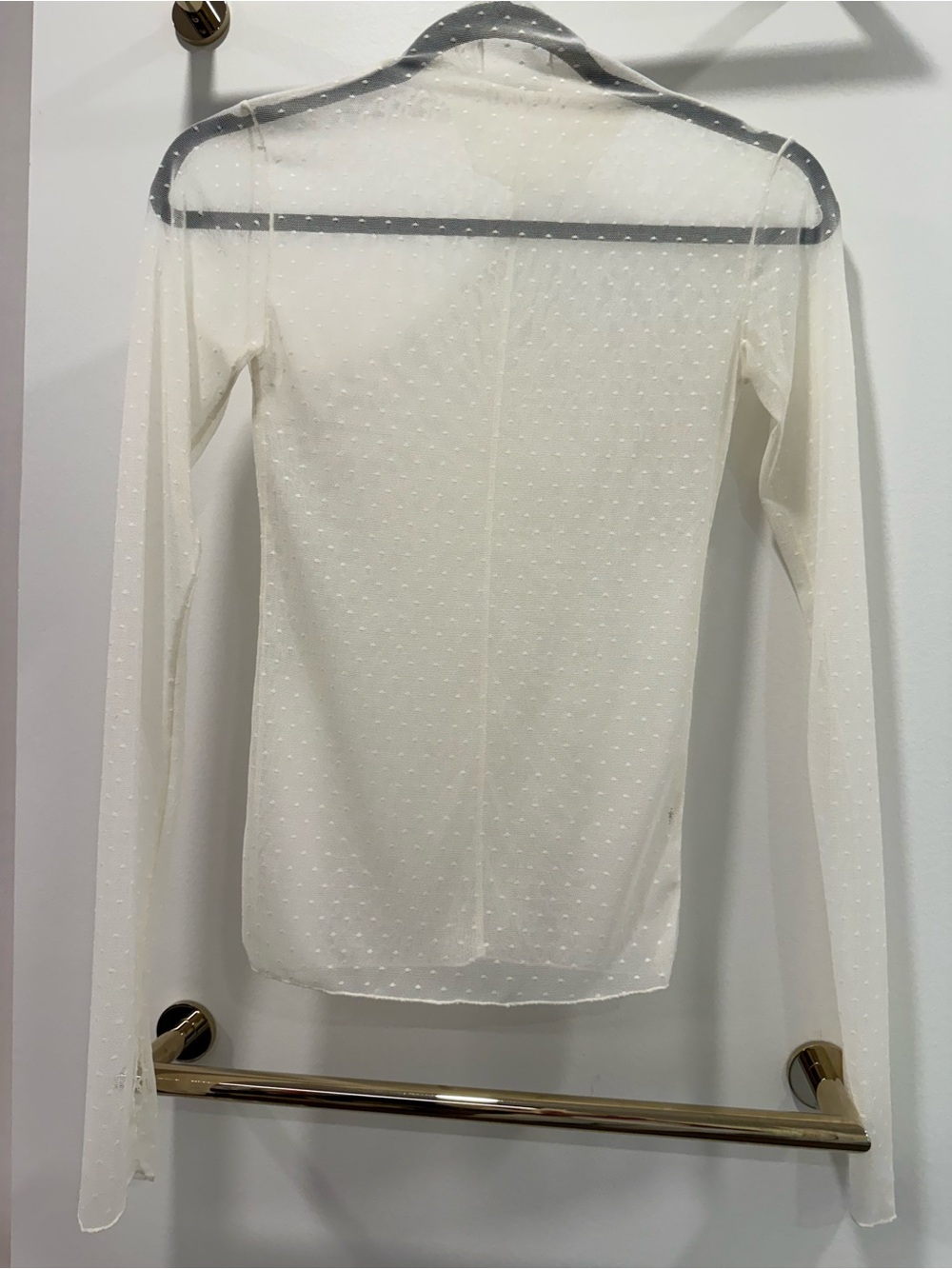 Free People Ivory Sheer Swiss Dot Long-Sleeve Top